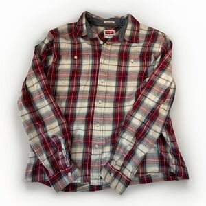 Wrangler Retro Men's XL/TG Long Sleeve Red White Plaid Flannel Western Shirt